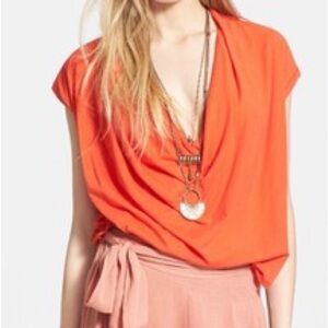 NWOT Free People Just Chill Slouchy Draping Top Size Large, Tangerine